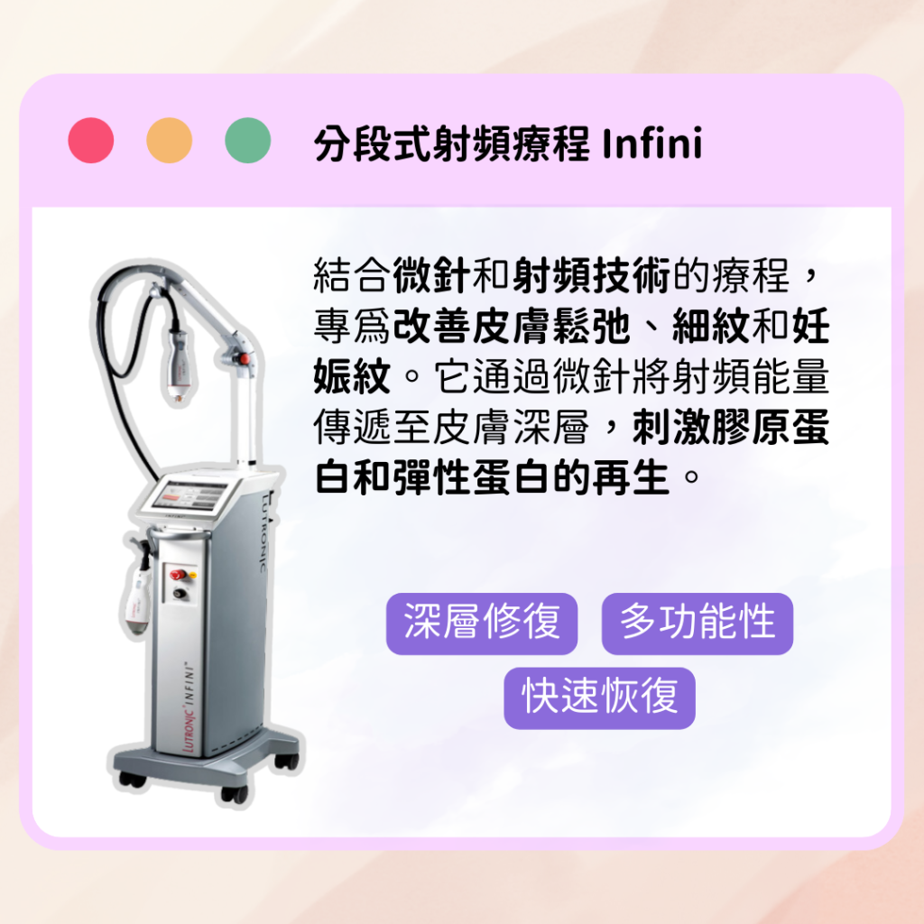 分段式射頻療程Infini改善肚皮鬆弛和妊娠紋, 產後媽媽推介醫美療程