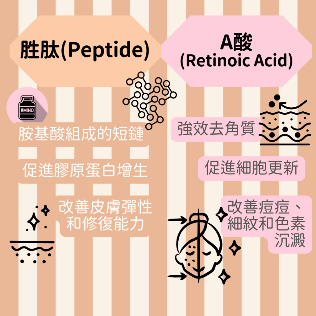 胜肽 peptide 和A酸的分別 不可以一起用的原因